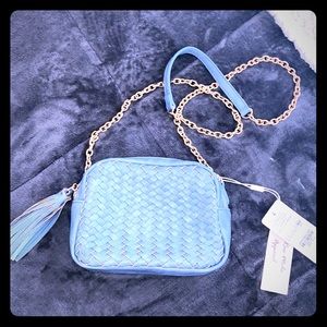 baby/rustic blue + gold boho shoulder bag